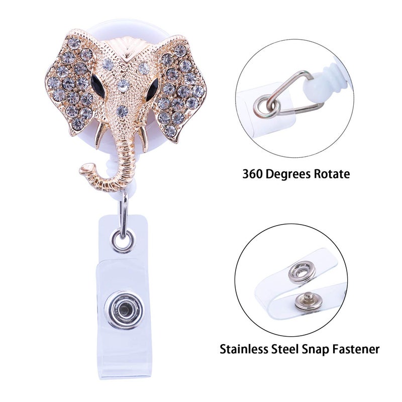 Soleebee 28'' Retractable Badge Reel, Nurse ID Badge Holder with Belt Clip (Elephant) - Image 4